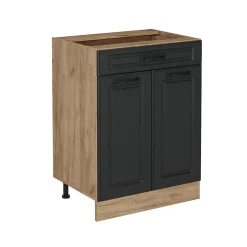 Vicco Meuble cuisine Anthracite campagne 60cm avec tiroir, sans PT
