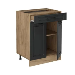 Vicco Meuble cuisine Anthracite campagne 60cm avec tiroir, sans PT