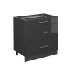 Vicco Meuble cuisine Anthracite Haute brillance 80cm avec 3 tiroirs, sans PT