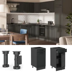 Vicco Meuble cuisine Anthracite campagne 40cm , PT Anthracite