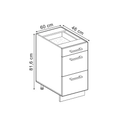 Vicco Meuble cuisine Anthracite Haute brillance 60cm avec tiroirs, sans PT