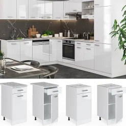 Vicco Meuble cuisine Blanc Haute brillance 40cm sans PT
