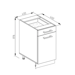 Vicco Meuble cuisine Blanc Haute brillance 40cm sans PT