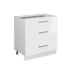 Vicco Meuble cuisine Blanc Haute brillance 80cm avec 3 tiroirs, sans PT