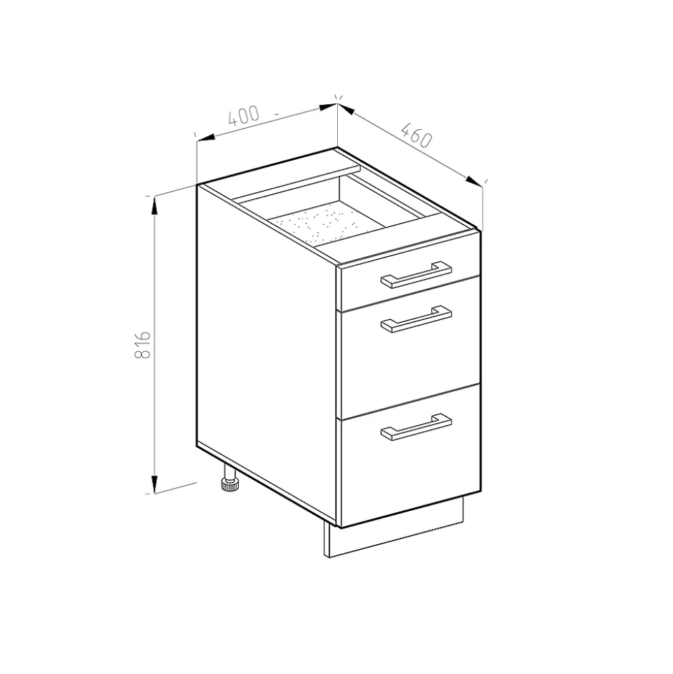 Vicco Meuble cuisine Blanc campagne 40cm avec tiroirs, sans PT