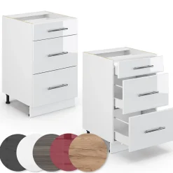 Vicco Meuble cuisine Blanc Haute brillance 50cm sans PT