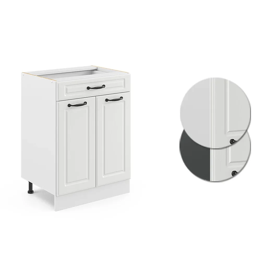 Vicco Meuble cuisine Blanc campagne 60cm avec tiroir, sans PT