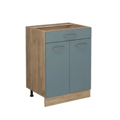 Vicco Meuble cuisine Bleu-gris 60cm avec tiroir, sans PT