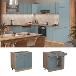 Vicco Meuble cuisine Bleu-gris 80cm sans PT