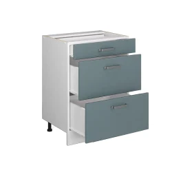 Vicco Meuble cuisine Bleu-gris 60cm avec tiroirs, sans PT