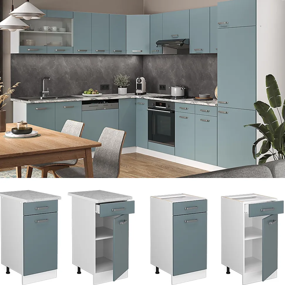 Vicco Meuble cuisine Bleu-gris 40cm sans PT