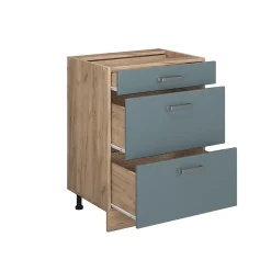 Vicco Meuble cuisine Bleu-gris 60cm avec tiroirs, sans PT