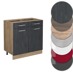 Vicco Meuble cuisine Béton noir 80cm PT Chêne