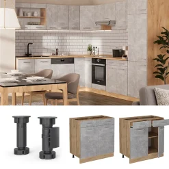Vicco Meuble cuisine Béton 80cm , PT Anthracite