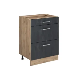 Vicco Meuble cuisine Béton noir 60cm sans PT