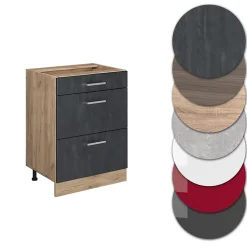 Vicco Meuble cuisine Béton noir 60cm sans PT