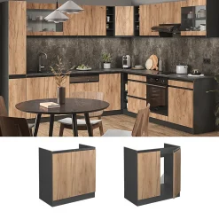 Vicco Meuble cuisine Chêne de force doré 80cm J-Shape, sans PT