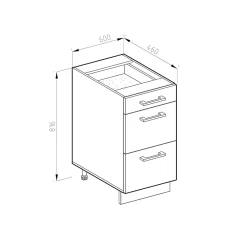 Vicco Meuble cuisine Chêne de force doré 60cm avec tiroirs, sans PT