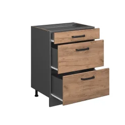 Vicco Meuble cuisine Chêne de force doré 60cm avec tiroirs, sans PT