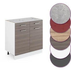 Vicco Meuble cuisine Gris noble 80cm sans PT