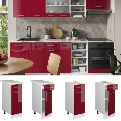 Vicco Meuble cuisine Rouge brillant 30cm sans PT