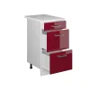 Vicco Meuble cuisine Rouge brillant 40cm avec tiroirs, PT Marbre