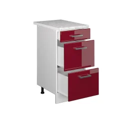 Vicco Meuble cuisine Rouge brillant 40cm avec tiroirs, PT Marbre