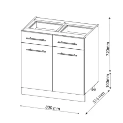 Vicco Meuble cuisine Vert Or Campagne 80cm , PT Chêne