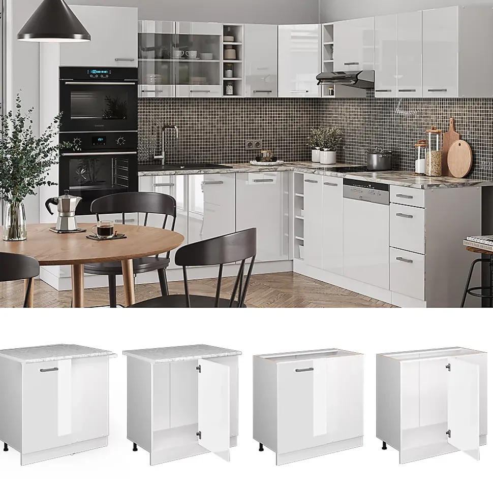 Vicco Meuble dangle Blanc Haute brillance 86cm sans PT