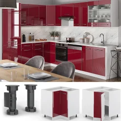 Vicco Meuble dangle Rouge bordeaux Haute brillance 80.5cm sans PT