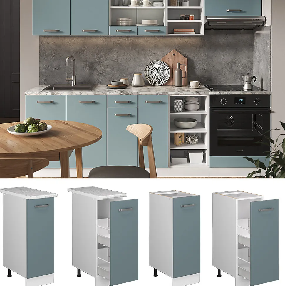 Vicco Meuble de cuisine Bleu-gris 30cm sans PT