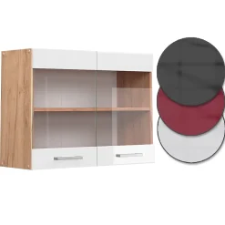 Vicco Meuble de cuisine haut vitré Blanc Haute brillance 80cm