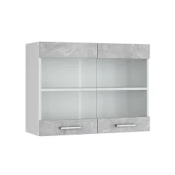 Vicco Meuble de cuisine haut vitré Béton 80cm