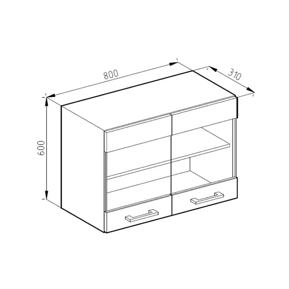 Vicco Meuble de cuisine haut vitré Béton 80cm