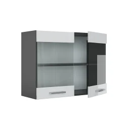 Vicco Meuble de cuisine haut vitré Blanc Haute brillance 80cm