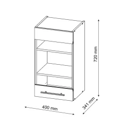 Vicco Meuble de cuisine haut vitré Anthracite-or 40cm