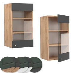 Vicco Meuble de cuisine haut vitré Anthracite-or 40cm