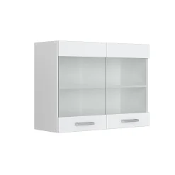 Vicco Meuble de cuisine haut vitré Blanc Haute brillance 80cm
