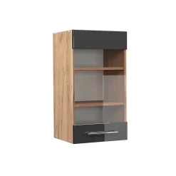 Vicco Meuble de cuisine haut vitré Anthracite Haute brillance 40cm