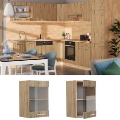 Vicco Meuble de cuisine haut vitré Chêne Artisan 40cm