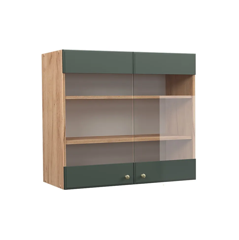 Vicco Meuble de cuisine haut vitré Vert Or Campagne 80cm