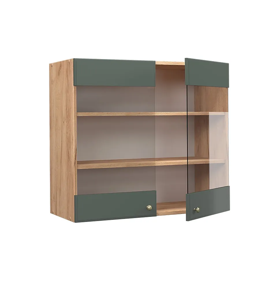 Vicco Meuble de cuisine haut vitré Vert Or Campagne 80cm