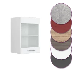 Vicco Meuble de cuisine haut vitré Blanc Haute brillance 40cm