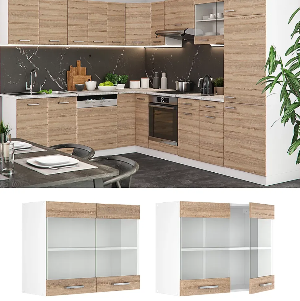 Vicco Meuble de cuisine haut vitré Sonoma 80cm