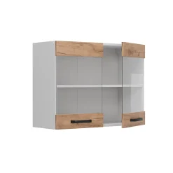 Vicco Meuble de cuisine haut vitré Chêne de force doré 80cm