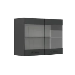 Vicco Meuble de cuisine haut vitré Anthracite campagne 80cm