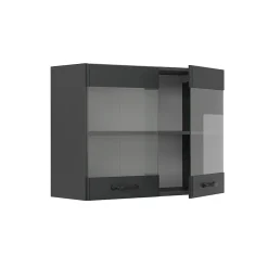 Vicco Meuble de cuisine haut vitré Anthracite campagne 80cm