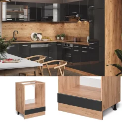 Vicco Meuble pour four Anthracite Haute brillance 60cm , PT Anthracite