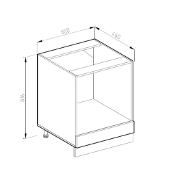 Vicco Meuble pour four Anthracite Haute brillance 60cm , PT Chêne
