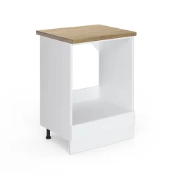 Vicco Meuble pour four Blanc Haute brillance 60cm , PT Chêne